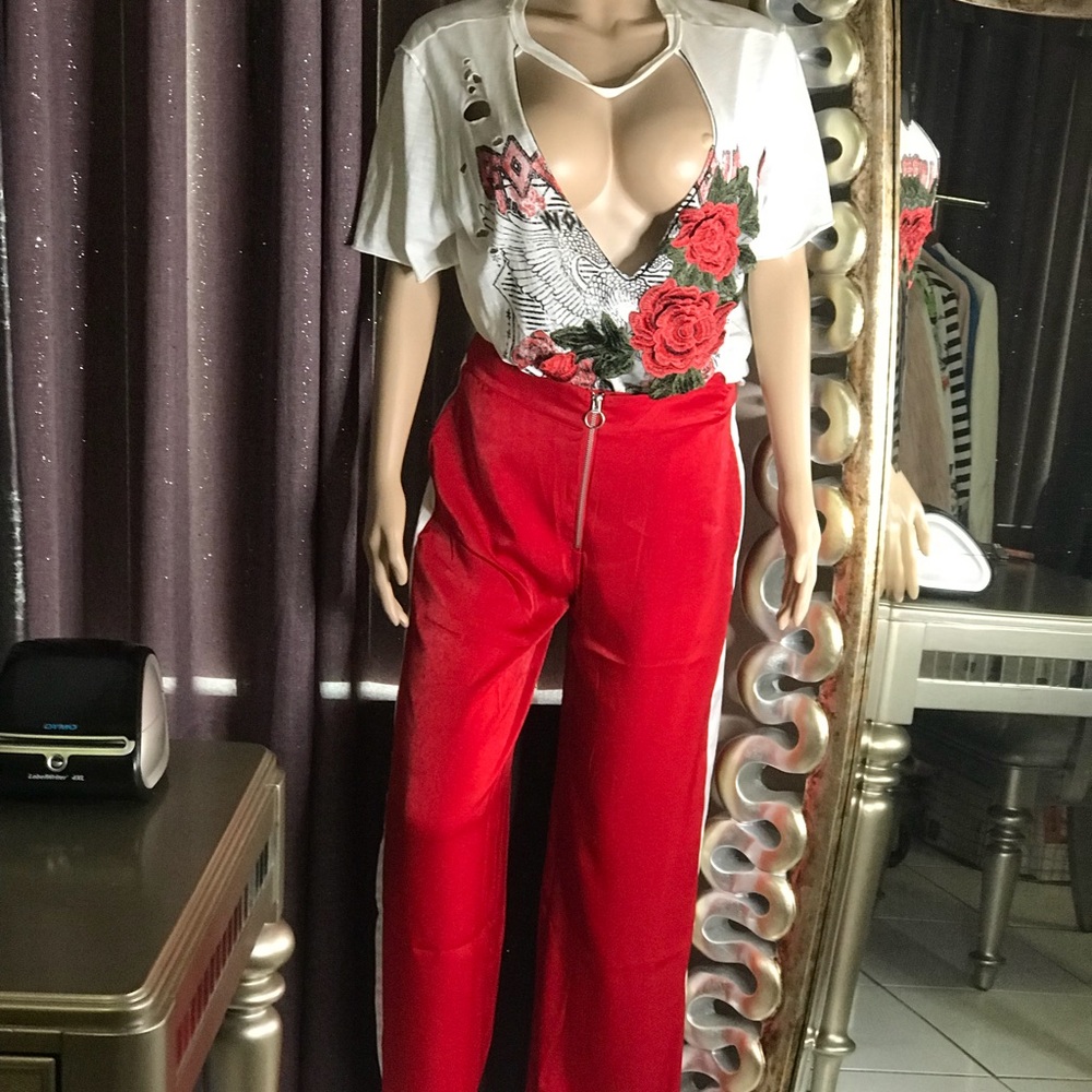 Red dressy pants